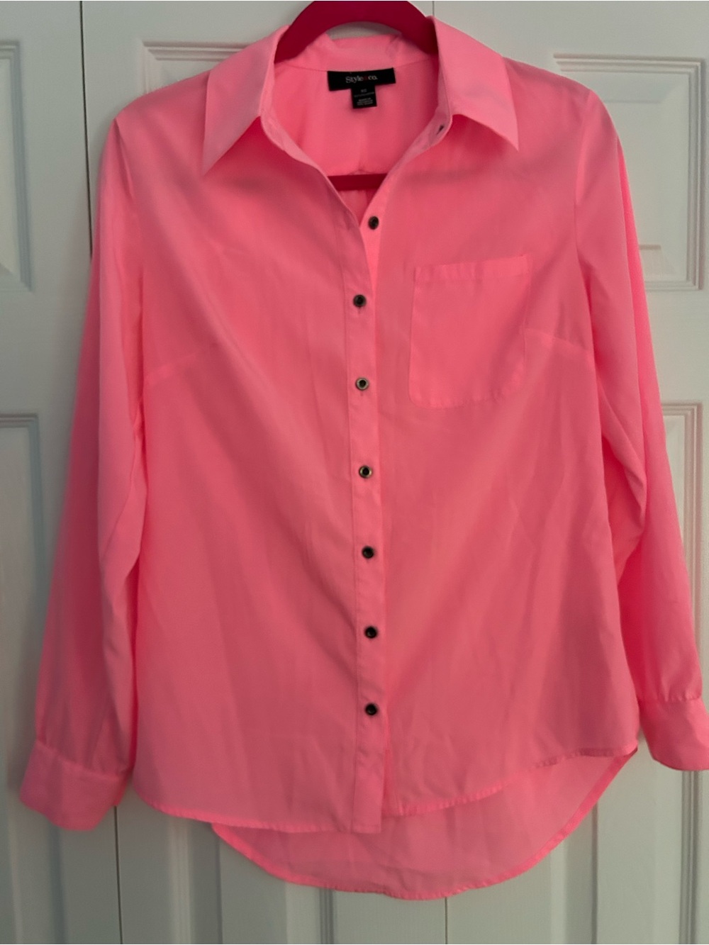 Style & Co. Neon Pink Button-Up Blouse